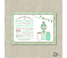 Mason Jar Bridal Shower, Birthday Party or Baby Shower Printable Invitation - Emma Collection - Mint